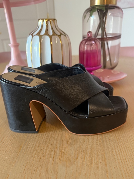 Dolce Vita Shoes - Dolce Vita Black Leather Cross-Band Platform Mule - Women's Shoes
